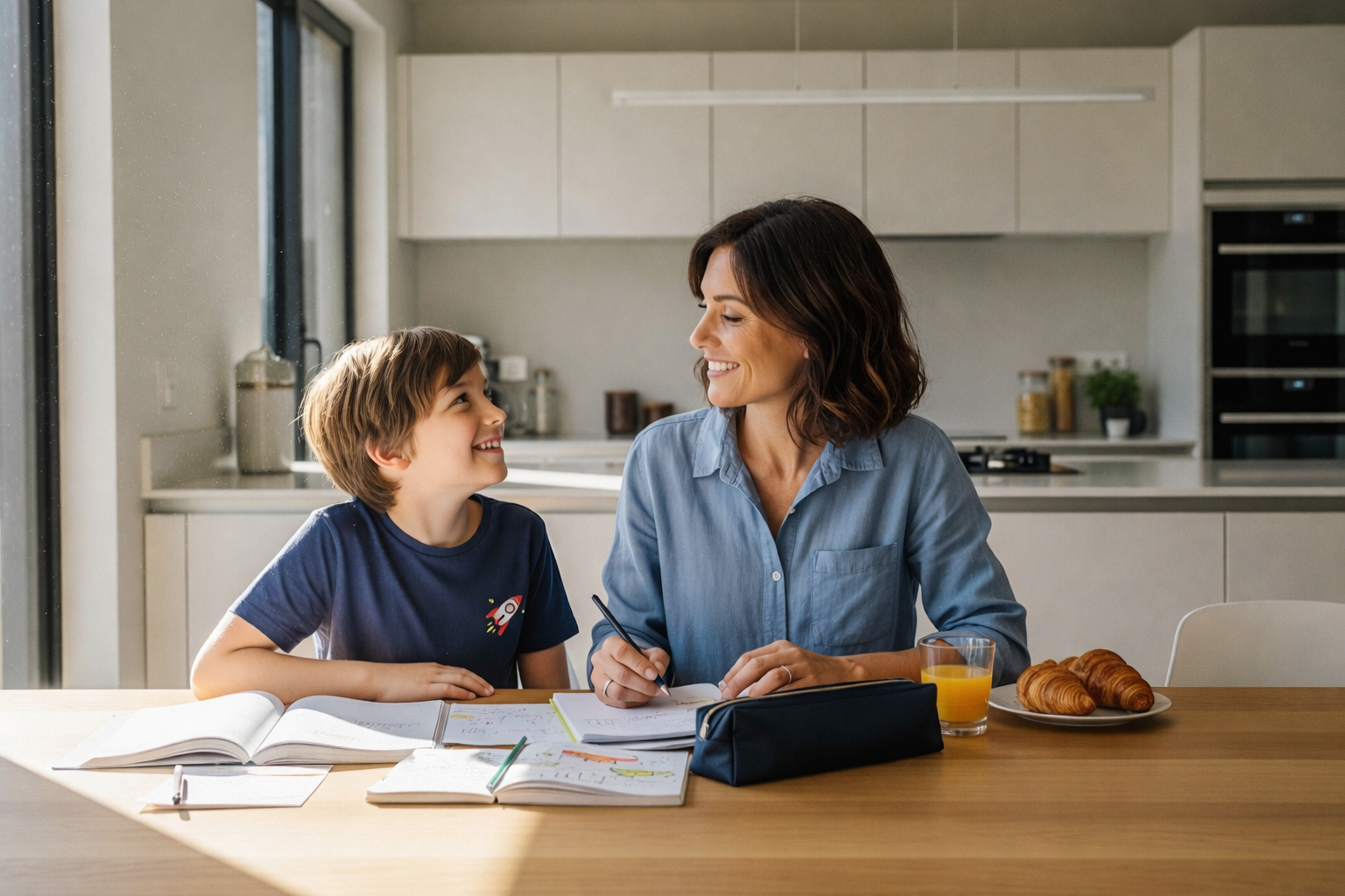 Parent et enfant apprenant ensemble avec Top Exo